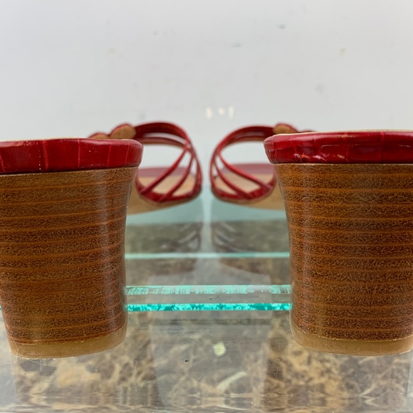 Brighton Italy Trixie Red Leather Dress Heels 8.5M - Picture 6 of 8